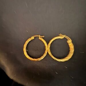 Elegant Gold-Tone Twisted Hoop Earrings
